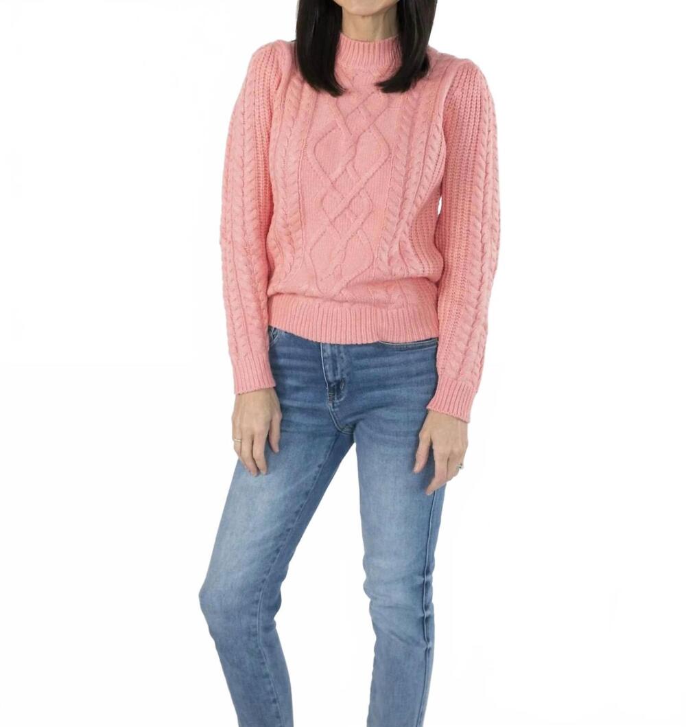 NEW &MERCI ramona cable sweater in sweet pink